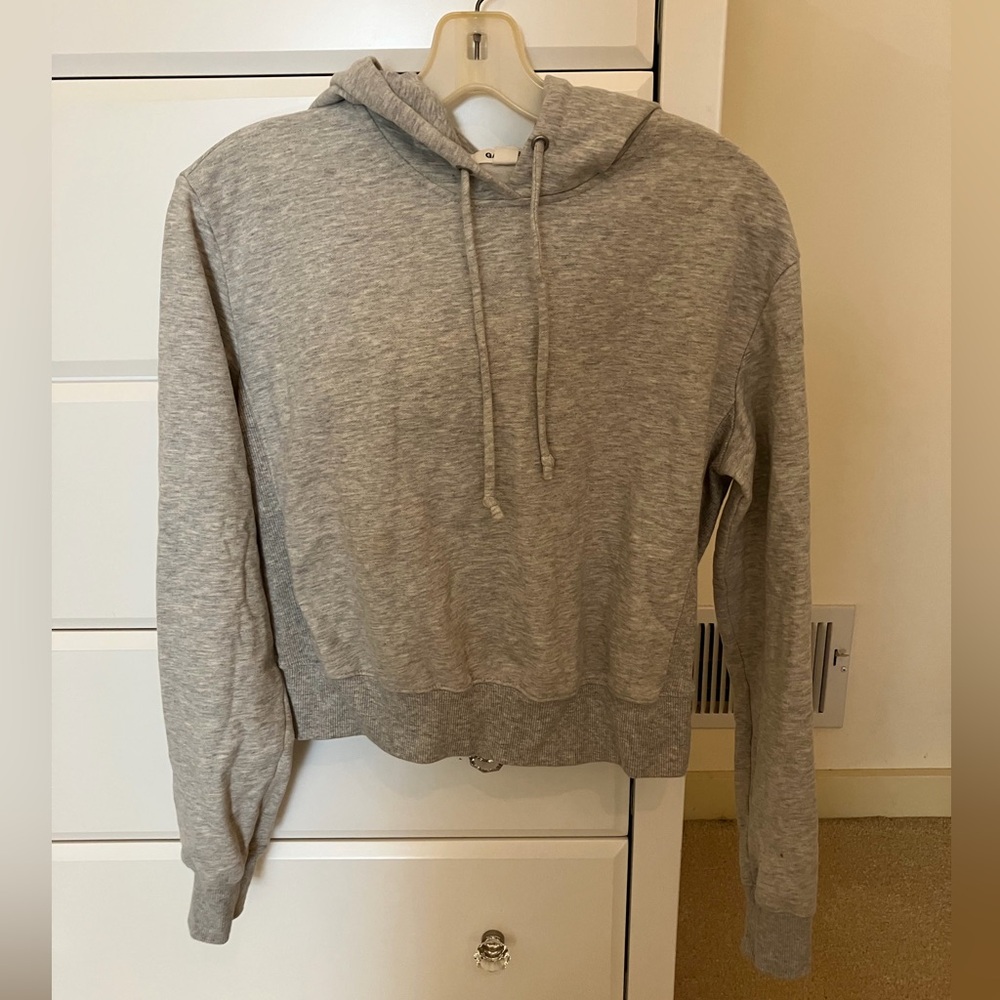 Garage Cropped Heather Grey Hoodie